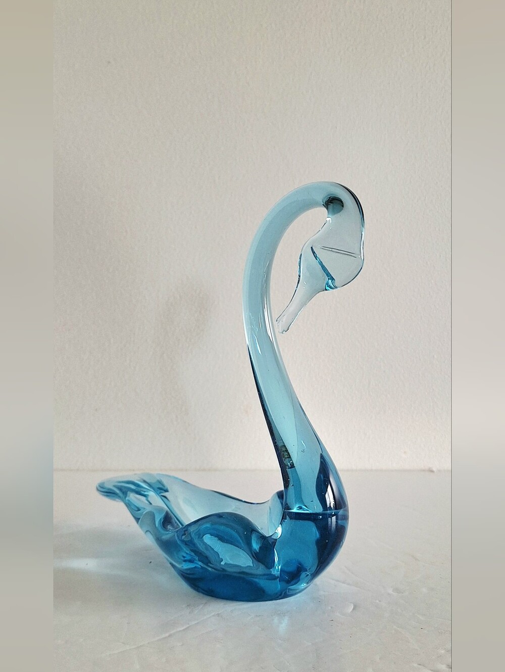 Glass swan Transparent blue glass